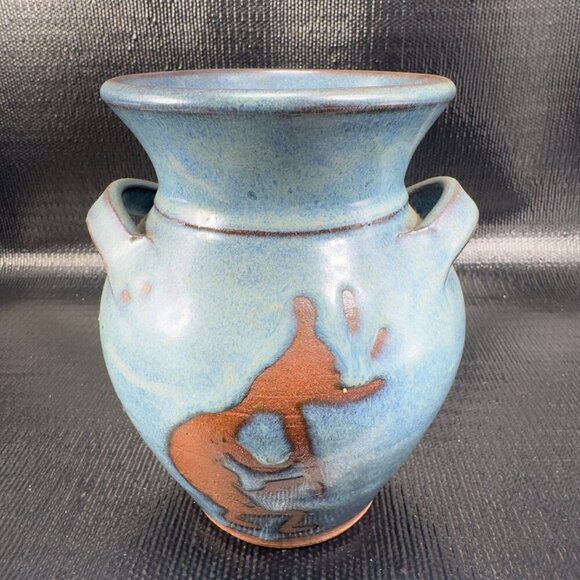 Hand Made RedWare Pottery Vase Vessel Salado Texas Kokopelli Pattern Signed Vase - Picture 13 of 13